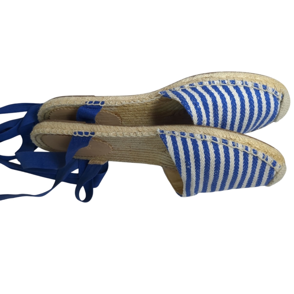 J.Crew Striped d'Orsay Lace-up Espadrilles Sandals Size 9.5 - Picture 3 of 4